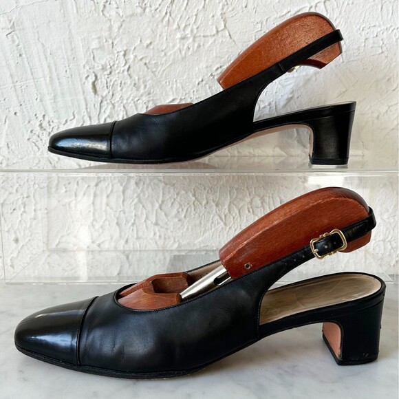 Salvatore Ferragamo Navy Blue Leather Cap Toe Slingback Delier in Box-9.5AAA - Picture 2 of 10